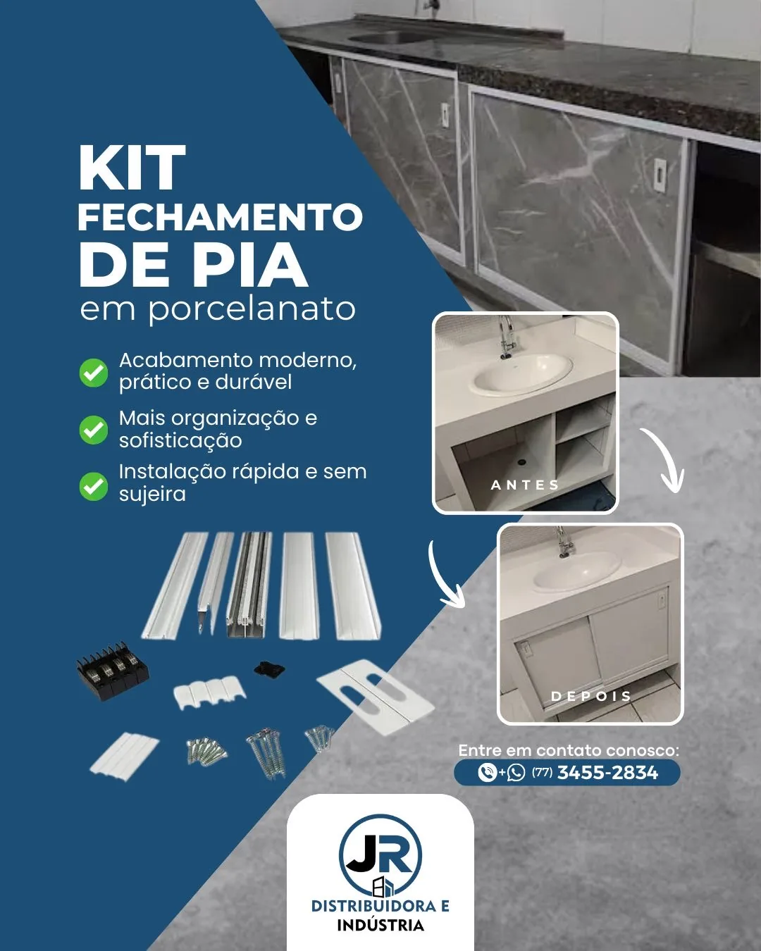 Kit fechamento de pia em porcelanato