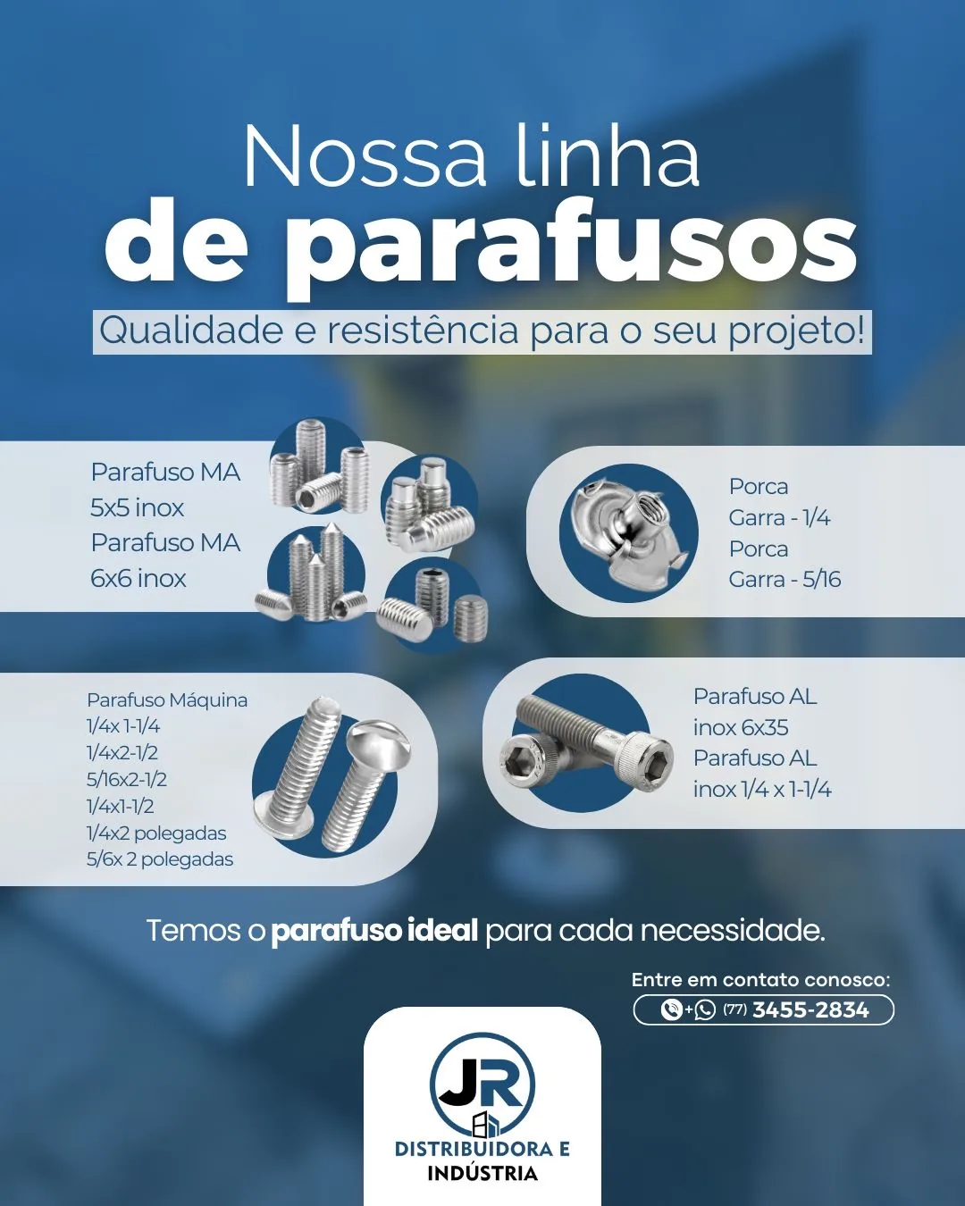Linha de parafusos e porcas